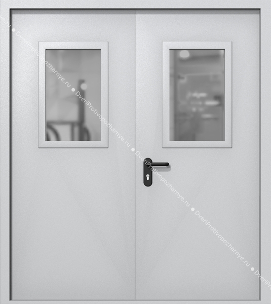 Двупольная дверь ei-60 со стеклами 600x400 (цвет светло-серый RAL 7047) Двупольная дверь ei-60 со стеклами 600x400 (цвет светло-серый RAL 7047)