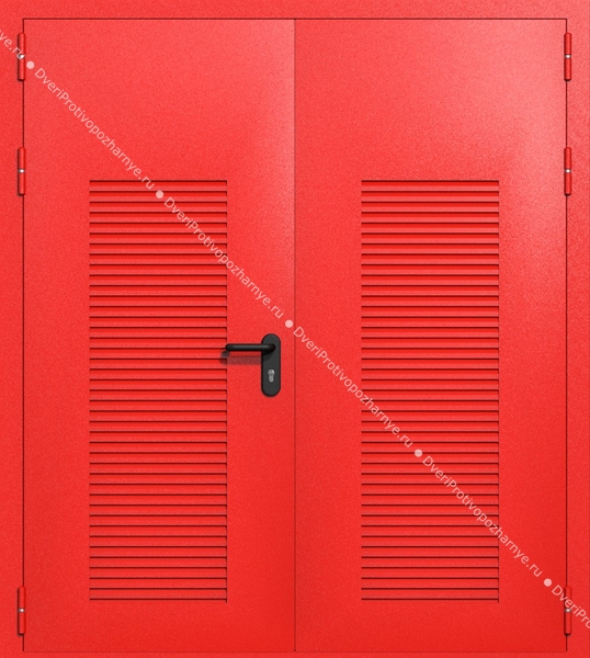 Двупольная глухая техническая дверь с вентиляцией (цвет красный RAL 3020)
