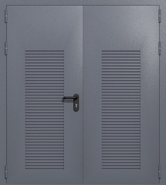 Двупольная глухая техническая дверь с вентиляцией (цвет темно-серый RAL 7015) Двупольная глухая техническая дверь с вентиляцией (цвет темно-серый RAL 7015)
