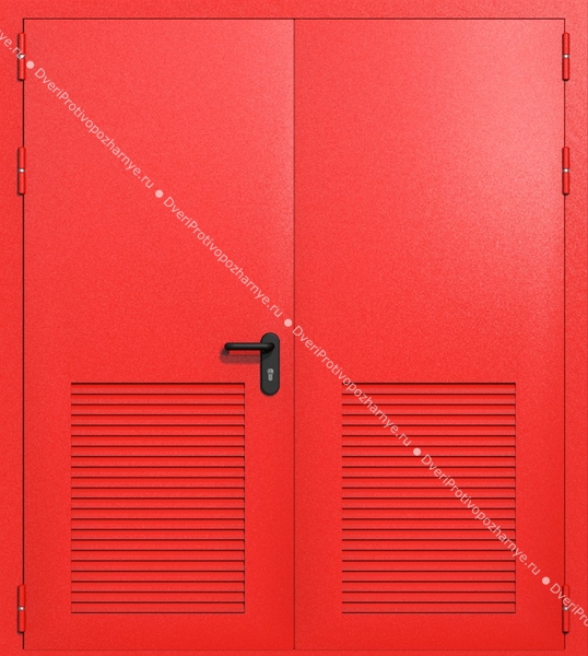 Двупольная глухая техническая дверь с вентиляцией (цвет красный RAL 3020)