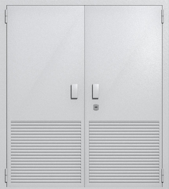 Двупольная глухая техническая дверь с вентиляцией (цвет светло-серый RAL 7047)