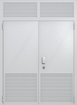 Двупольная глухая техническая дверь с верхней вставкой и вентиляцией (цвет светло-серый RAL 7047)