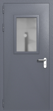 Однопольная дверь ei-60 со стеклом 600x400 и ручками хром (цвет темно-серый RAL 7015) Однопольная дверь ei-60 со стеклом 600x400 и ручками хром (цвет темно-серый RAL 7015)