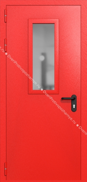 Однопольная дверь ei-60 со стеклом 700x300 (цвет красный RAL 3020) Однопольная дверь ei-60 со стеклом 700x300 (цвет красный RAL 3020)