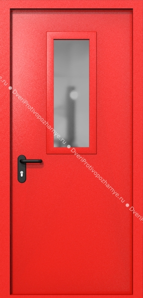 Однопольная дверь ei-60 со стеклом 700x300 (цвет красный RAL 3020) Однопольная дверь ei-60 со стеклом 700x300 (цвет красный RAL 3020)