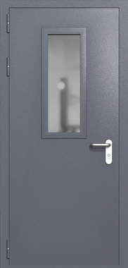 Однопольная дверь ei-60 со стеклом 700x300 и ручками хром (цвет темно-серый RAL 7015) Однопольная дверь ei-60 со стеклом 700x300 и ручками хром (цвет темно-серый RAL 7015)