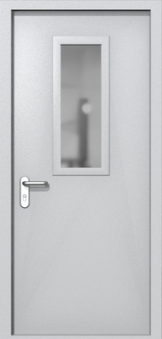 Однопольная дверь ei-60 со стеклом 700x300 и ручками хром (цвет светло-серый RAL 7047) Однопольная дверь ei-60 со стеклом 700x300 и ручками хром (цвет светло-серый RAL 7047)