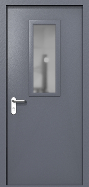 Однопольная дверь ei-60 со стеклом 700x300 и ручками хром (цвет темно-серый RAL 7015) Однопольная дверь ei-60 со стеклом 700x300 и ручками хром (цвет темно-серый RAL 7015)