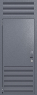 Однопольная глухая техническая дверь с верхней вставкой и вентиляцией (цвет темно-серый RAL 7015) Однопольная глухая техническая дверь с верхней вставкой и вентиляцией (цвет темно-серый RAL 7015)