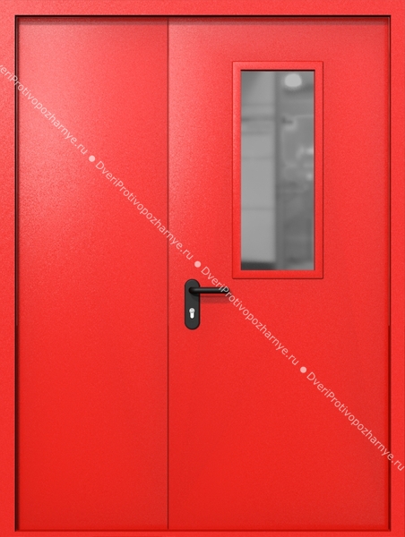 Полуторапольная дверь ei-60 со стеклом 700x300 (цвет красный RAL 3020) Полуторапольная дверь ei-60 со стеклом 700x300 (цвет красный RAL 3020)