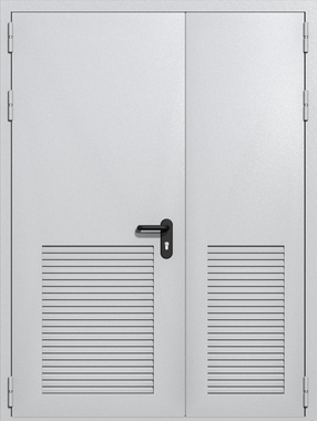 Полуторапольная глухая техническая дверь с вентиляцией (цвет светло-серый RAL 7047)